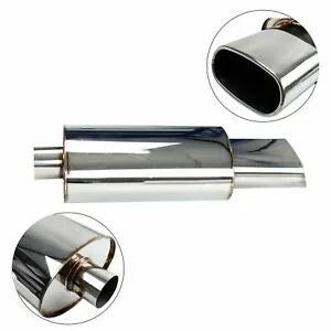 Auto Parts – Stainless Steel Exhaust Muffler 2.5″ Inlet 5.5″ x 2.75″ Outlet Square Oval Tip