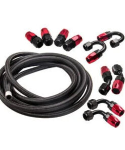 Auto Parts – AN8 -8AN Fitting Swivel Stainless Steel Braided Oil Fuel Hose Line Bundle 16FT Red