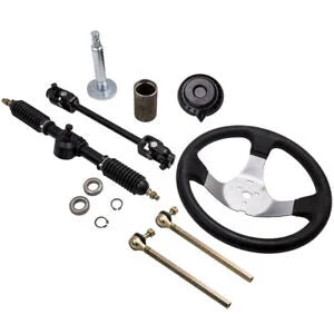 Auto Parts – Steering Wheel Assembly Bundle Fit for 110cc Go Kart Tie Rod Rack Adjustable Shaft