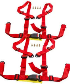 Auto Parts – Pair Universal 4 Point Buckle Racing Seat Belt Safety Harness w/ Buckle Red