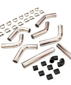 Auto Parts – 3″ 76mm Universal Aluminum Intercooler Turbo Pipe Bundle + Black Hose+ Clamps