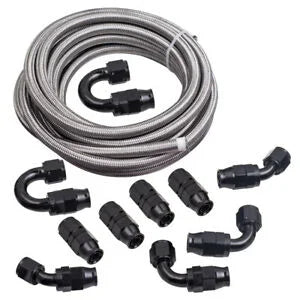 Auto Parts – AN10 10AN Braided Steel PTFE Fuel Hose 20FT/6M & Swivel Fitting Bundle