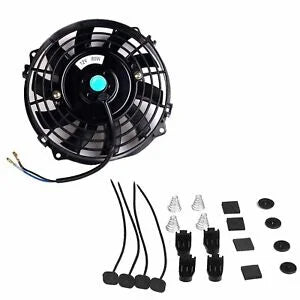 Auto Parts – 7” Slim Fan Push Pull Electric Radiator Cooling 12V Mount Universal Bundle BK New