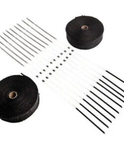 Auto Parts – 2 Roll x 2″ 50Ft Black Fiberglass Exhaust Header Heat Wrap Tape W/ 20 Ties Bundle