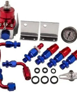 Auto Parts – Universal 0-100 Psi Adjustable Fuel Pressure Regulator W/ Red Gauge -6AN Fitting