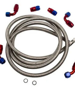 Auto Parts – AN10 -10AN Fitting Nylon Braided Oil Hose Line 12FT + Fitting Adapter Ends Bundle