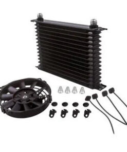 Auto Parts – 15 ROW AN10 Universal Aluminum Engine Oil Cooler 7″ Black Cooling Fan