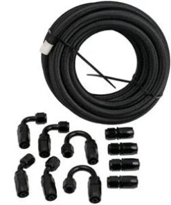 Auto Parts – 20FT AN6 Stainless Steel Braided Fuel Line 10 Fitting Hose End Bundle Swivel Black
