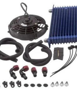 Auto Parts – AN10 13 Row Engine Trust Oil Cooler + 7″ Electric Fan Bundle Blue for Universal
