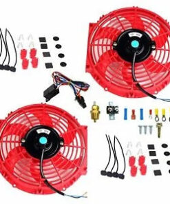 Auto Parts – 2X 10” Electric Radiator Cooling Fan+3/8″ Probe Ground Thermostat Switch Bundle RD