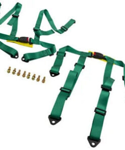 Auto Parts – Pair Universal 4 Point Buckle Racing Seat Belt Safety Harness w/ Buckle Green