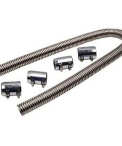 Auto Parts – 48″ Stainless Steel Chorme Radiator Flexible Coolant Water Hose Bundle w/ 4x Caps