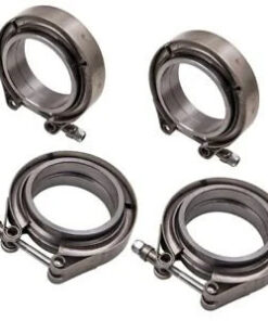 Auto Parts – 4pcs Steel 2.5 Inch V-band Flange & Clamp Bundle for Turbo Charger Down Pipe Tube