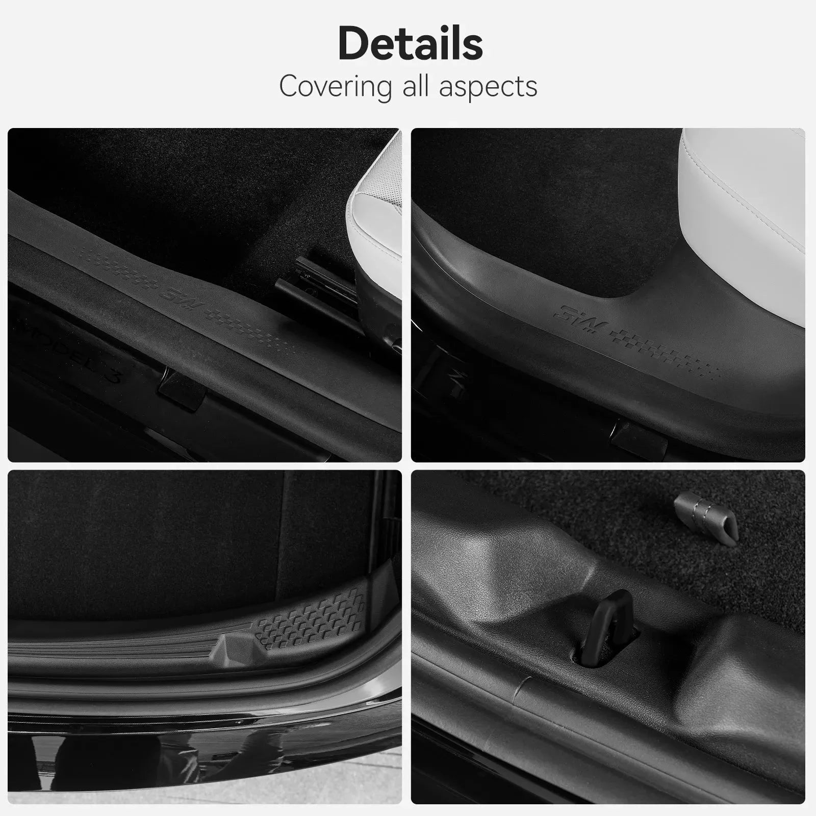 Auto Parts – Tesla Model 3 Highland 2024-2026 Door Sill Protector 5PCS Trunk Sill Guards Full Protection - Image 3