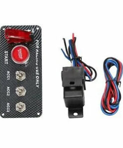 Auto Parts – 12V Carbon Ignition Switch Panel Engine Start Push Button LED Toggle Racing Auto