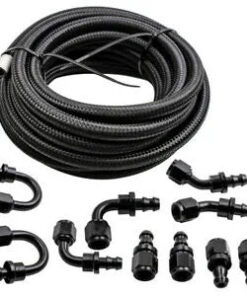 Auto Parts – 20FT AN6 -6AN Nylon Braided OIL FUEL Line+Fittings Hose End Adaptor Bundle Black