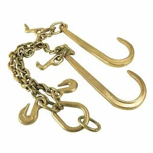 Auto Parts – 2′ ft G70 Tow Chain J-Hook 3/8″ V-Type 15″ Shank Tractor Auto Wrecker Truck Tie