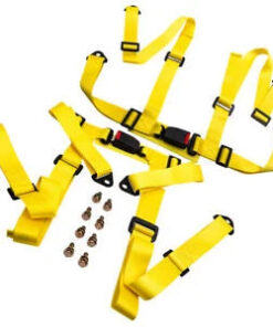 Auto Parts – Pair Universal 4 Point Buckle Racing Seat Belt Safety Harness w/ Buckle Yellow