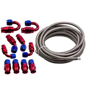 Auto Parts – AN6 20FT Braided Stainless Steel Feed/Return Hose + Oil/Gas/Fuel 10 Fittings Bundle