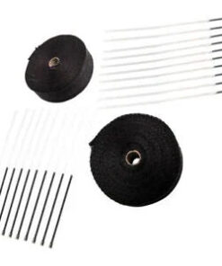 Auto Parts – 2 Roll x 2″ 50Ft Fiberglass Exhaust Header Pipe Heat Wrap Tape + 20 Ties New
