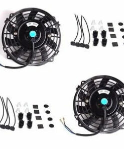 Auto Parts – 2X 7” Black Slim Fan Push Pull Electric Radiator Cooling 12V Universal Bundle New