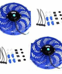 Auto Parts – 2X 12” Slim Fan Push Pull Electric Radiator Cooling 12V Universal Bundle Blue New