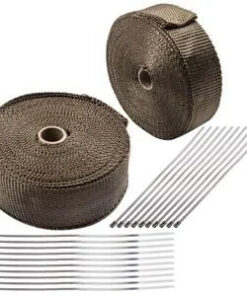Auto Parts – 2″ X 50ft Titanium Lava Header Manifold Exhaust Heat Wrap Tape W/ 20 Ties